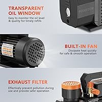 Vista 5 de Bomba de vacío de 5 CFM, bomba de vacío HVAC de 1 etapa, kit de bomba de vacío de aire acondicionado de 1/2 HP 38 micrones 110V para R12 R22 R134a