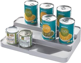 iDesign Eco BPA-Free Recycled Plastic Expandable 3-Tier Stadium Spice Rack with Side Caddy, Flint