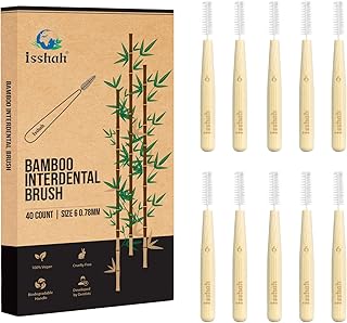 Bamboo Interdental Brushes, Between Teeth Cleaner Deep Clean Brush, 40 Count, Size 6, Large Gaps
