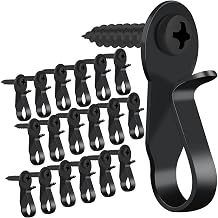 HiGift Light Hanger Hooks, Black Stainless Steel Screw in Hook for Hanging Outdoor Lights, Rope Light Clips for Christmas and Holiday Decor, Wire and Fairy Led Lights, 18 Pack