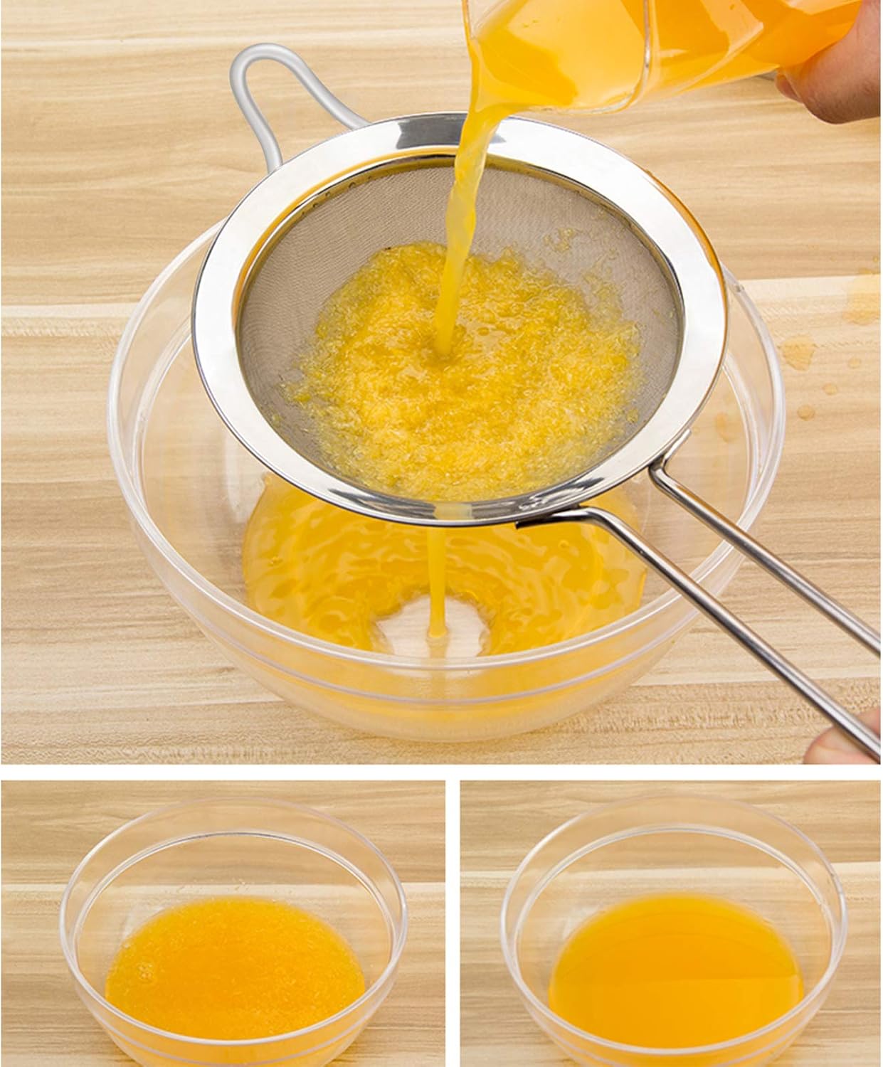 Kitchen Fine Mesh Strainers, KINMAD 3 Pcs Stainless Steel Mesh Strainer with Handle, 2.7"+4.8"+7.1"- Ideal to Strain Pasta, Noodles, Quinoa, Tea, Sift & Sieve Flour & Powdered Sugar