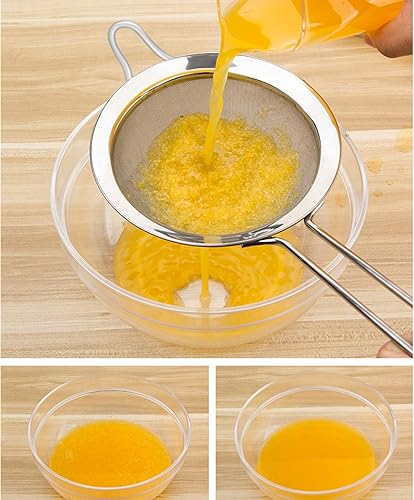 Miniatura 6 de Coladores de malla fina de cocina, 3 piezas de colador de malla de acero inoxidable con asa, 2.7 + 4.8 + 7.1 pulgadas, ideal para colar pasta,
