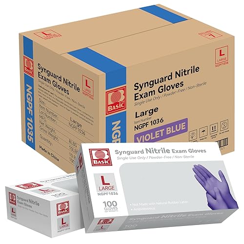 Miniatura 20 de NGPF1035 - Guantes básicos de nitrilo para examen, color azul violeta médico, desechables, sin látex, sin polvo, limpieza de preparación