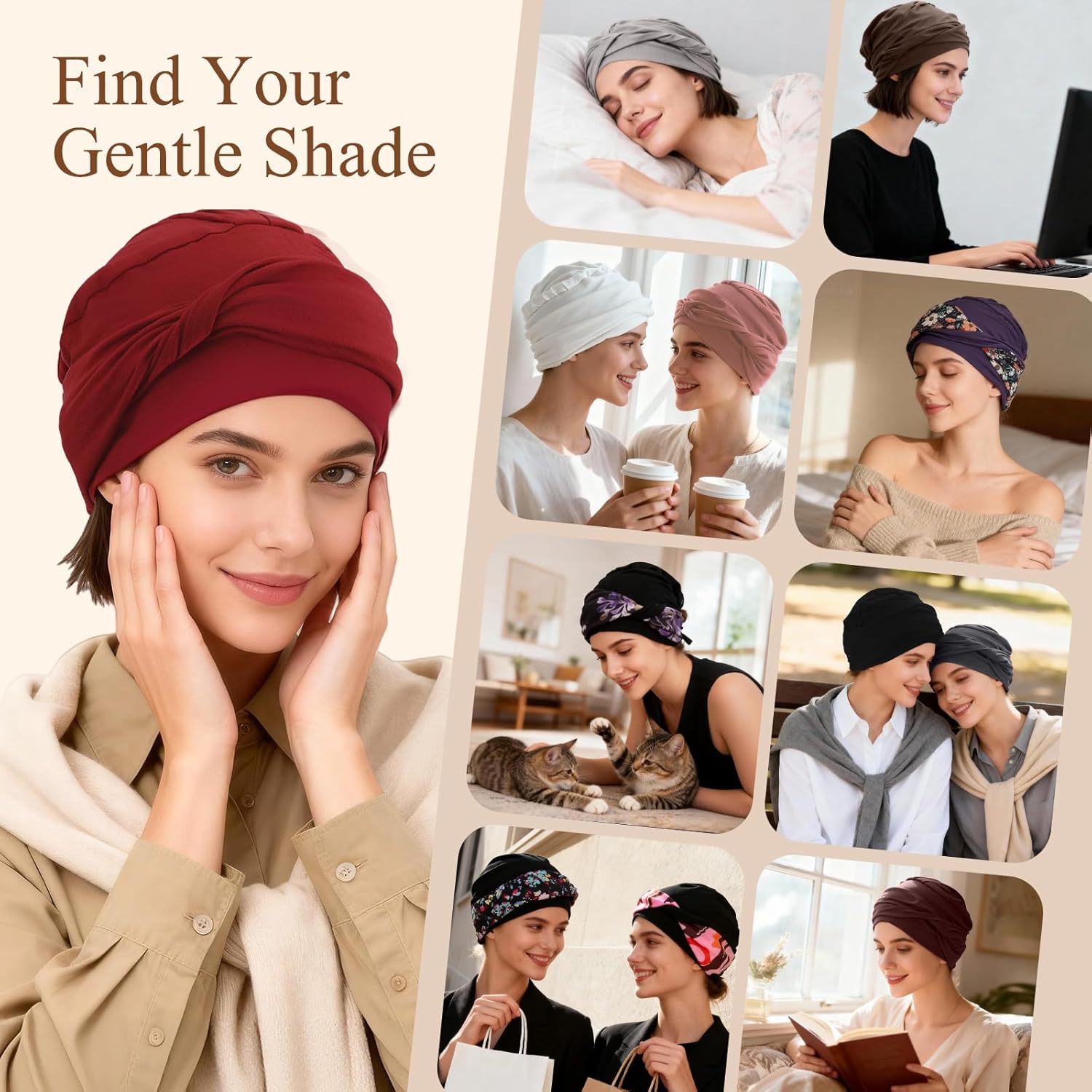 4 Pcs Stretch Chemo Headwear for Women, Soft Cancer Hat for Hair Loss - Image 6