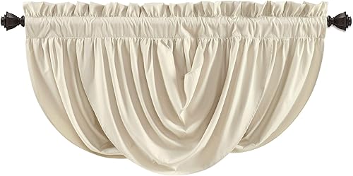 Miniatura 3 de Lush Decor Lucia Elegante cenefa de cascada para sala de estar, cocina y dormitorio, cortina de ventana de poliéster suave, individual - neutro (42