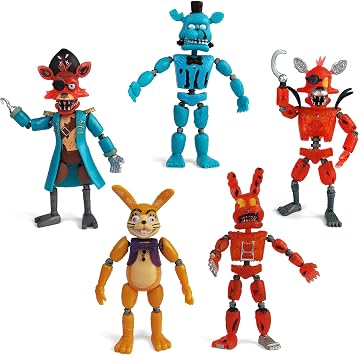 Toysvill Inspired by Five Nights Game | FNAF | Pirates Collection | Freddi's Action Figures Toys Set of 5 [Freddi, Bonnie, Fazbear, Curse of Dreadbear and Captain Foxy], Fun Action Simulator