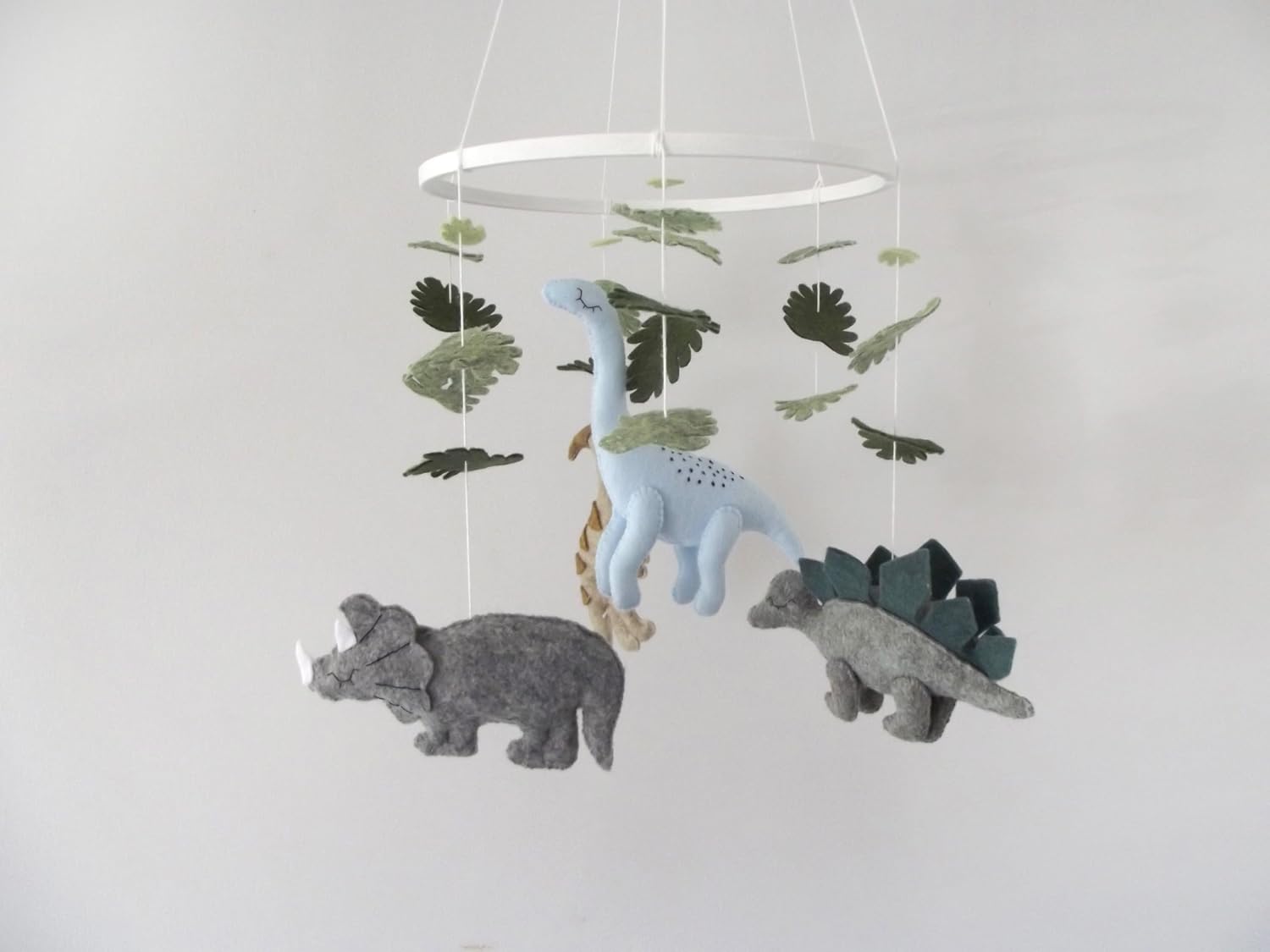 Dinosaur Mobile Felt, Baby Boy Nursery Mobiles,Dino Crib Mobile,Dinosaur Crib Sheets, Tropical Leaves,Baby Boy Bedroom Decor, Dinosaur Baby Blanket,Dinosaur Crib Pillow