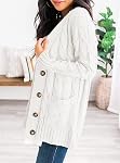 PRETTYGARDEN Chandails de cardigan à l'avant ouvert pour femmes Printemps Mode Bouton vers le bas Câble tricot Chunky Automne Vêtements Vêtements de dessus