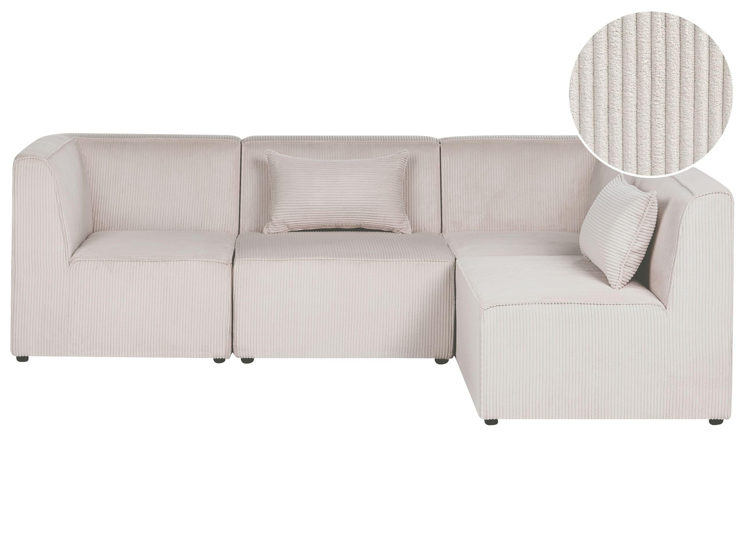 Sofa narożnik lewostronny modułowa 4-osobowa kanapa sztruksowa beżowy Lemvig