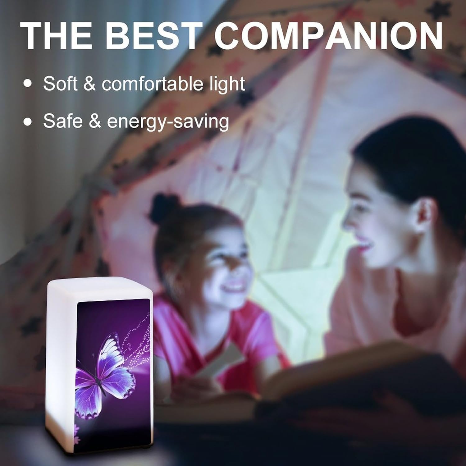 Desk Lamp for Office Home Dimmable Small Desk Lamp Lovely Purple Butterfly Battery Operated Lamp for Reading Study Work