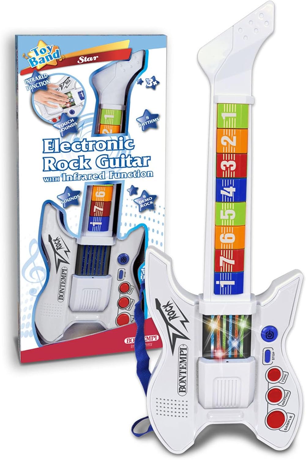 Bontempi | InfraGroove Infrared Rock Guitar for Fantastic Sounds and Innovative Rhythms, White