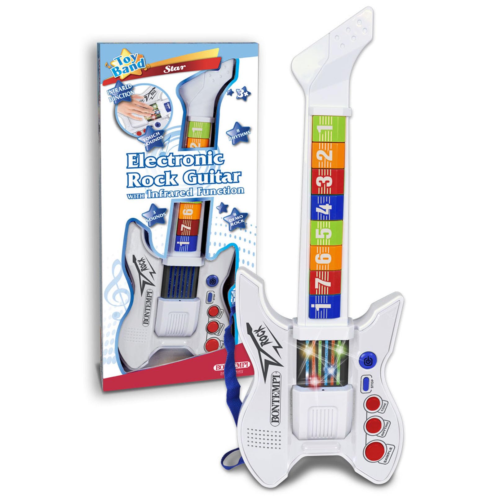 Bontempi | InfraGroove - Chitarra Rock ad Infrarossi per Suoni Fantastici e Ritmi Innovativi, Bianca