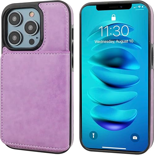 Miniatura 9 de KIHUWEY Funda compatible con iPhone 14 Pro Max, soporte para tarjetas de crédito, soporte de cuero de primera calidad, cierre magnético oculto,