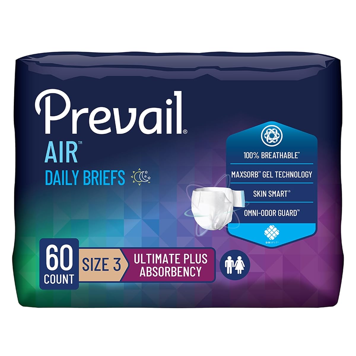 Size 3 : Prevail Breezers 360 Ultimate Absorbency Incontinence Briefs, Size 3,