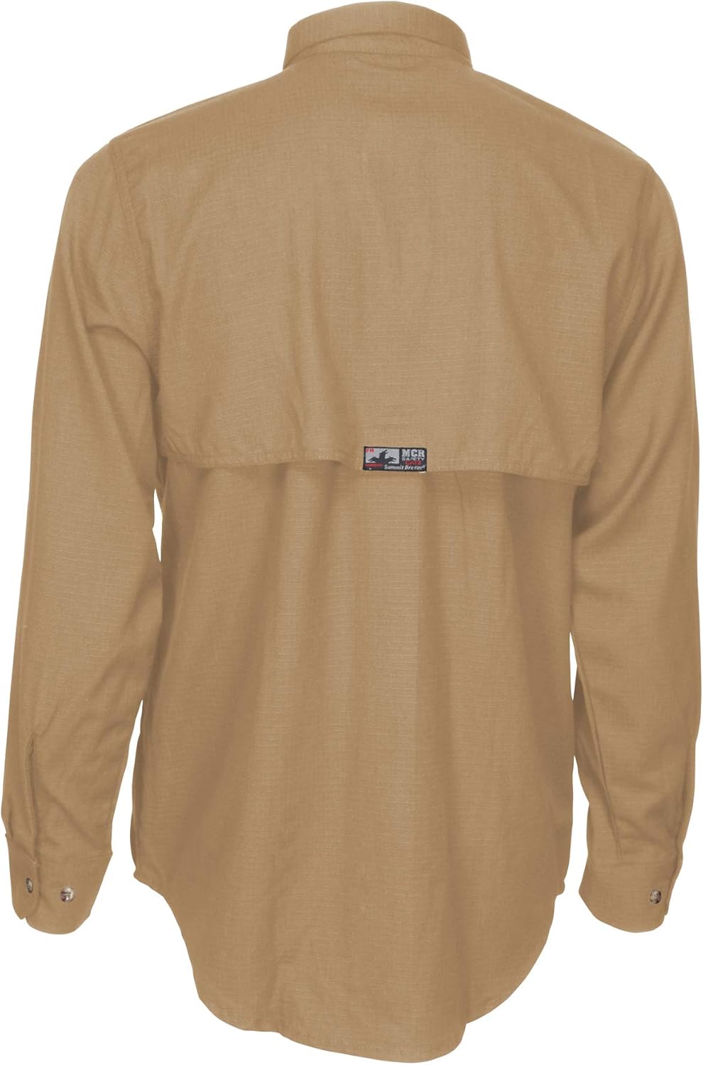 MCR Safety Summit Breeze SBS1003L Flame Resistant 5.5oz Inherent Blend Shirt, Underarm/Back Vents, Men's Work Shirt, Large, Tan