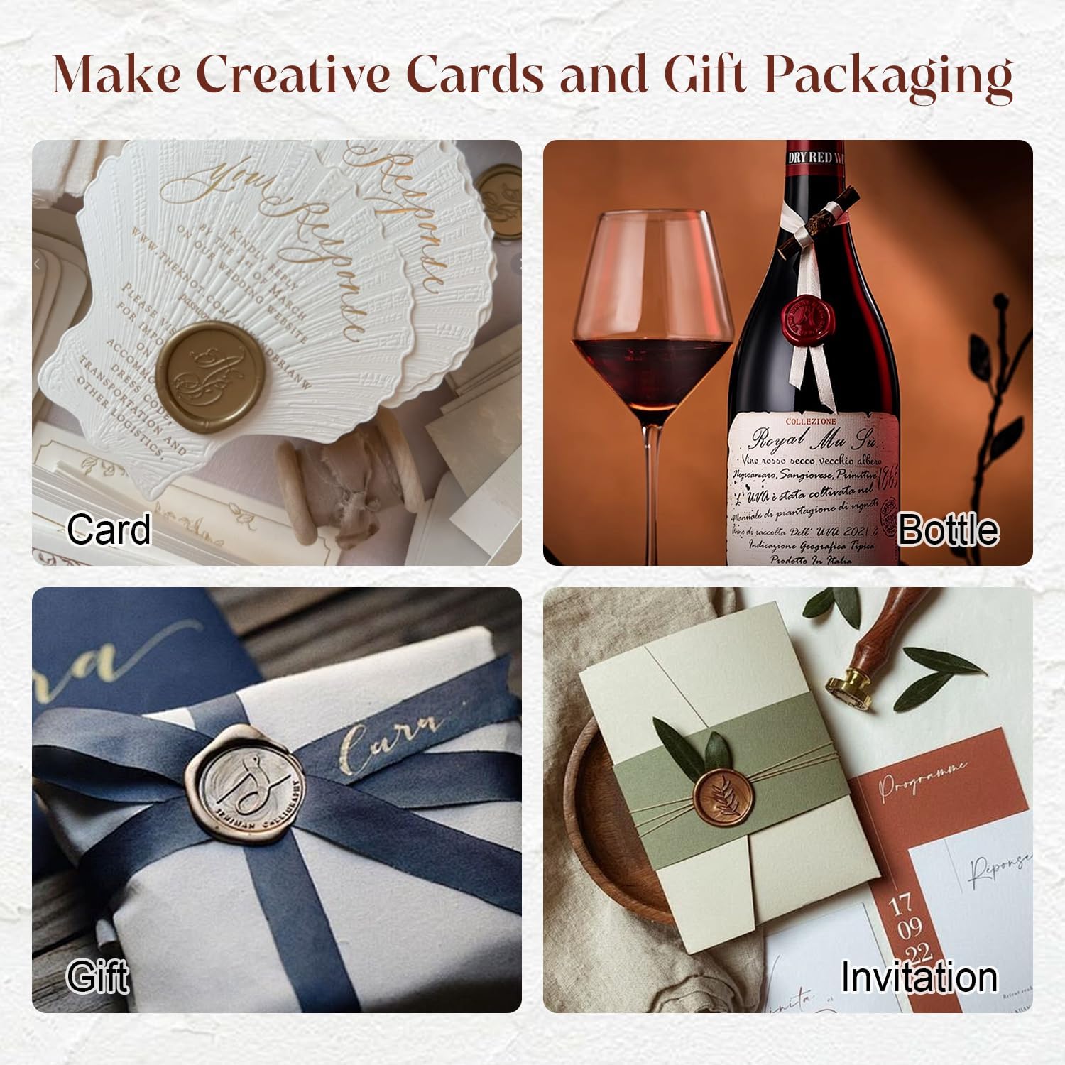 20 Pattern Wax Seal Stamp Kit, Zinc Alloy Stamp Heads with Wooden Handle, for Envelopes Letters Gift Wrapping Wedding Invitations（Gold）