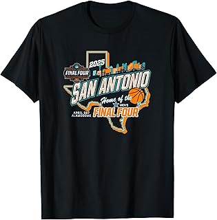 NCAA Final Four 2025 Basketball San Antonio Texas Black T-Shirt