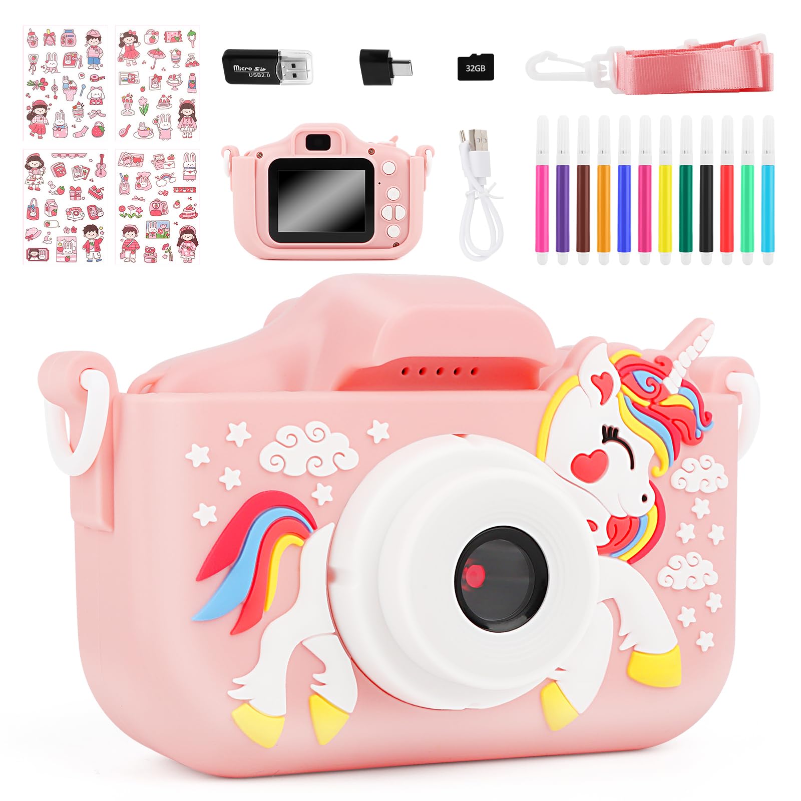 Mini Ricaricabile Fotocamera Digitale, MXTIMWAN 1080P HD Videocamera, 2,0 IN Schermo Fotocamera Digitale, HD Selfie Fotocamera 32G