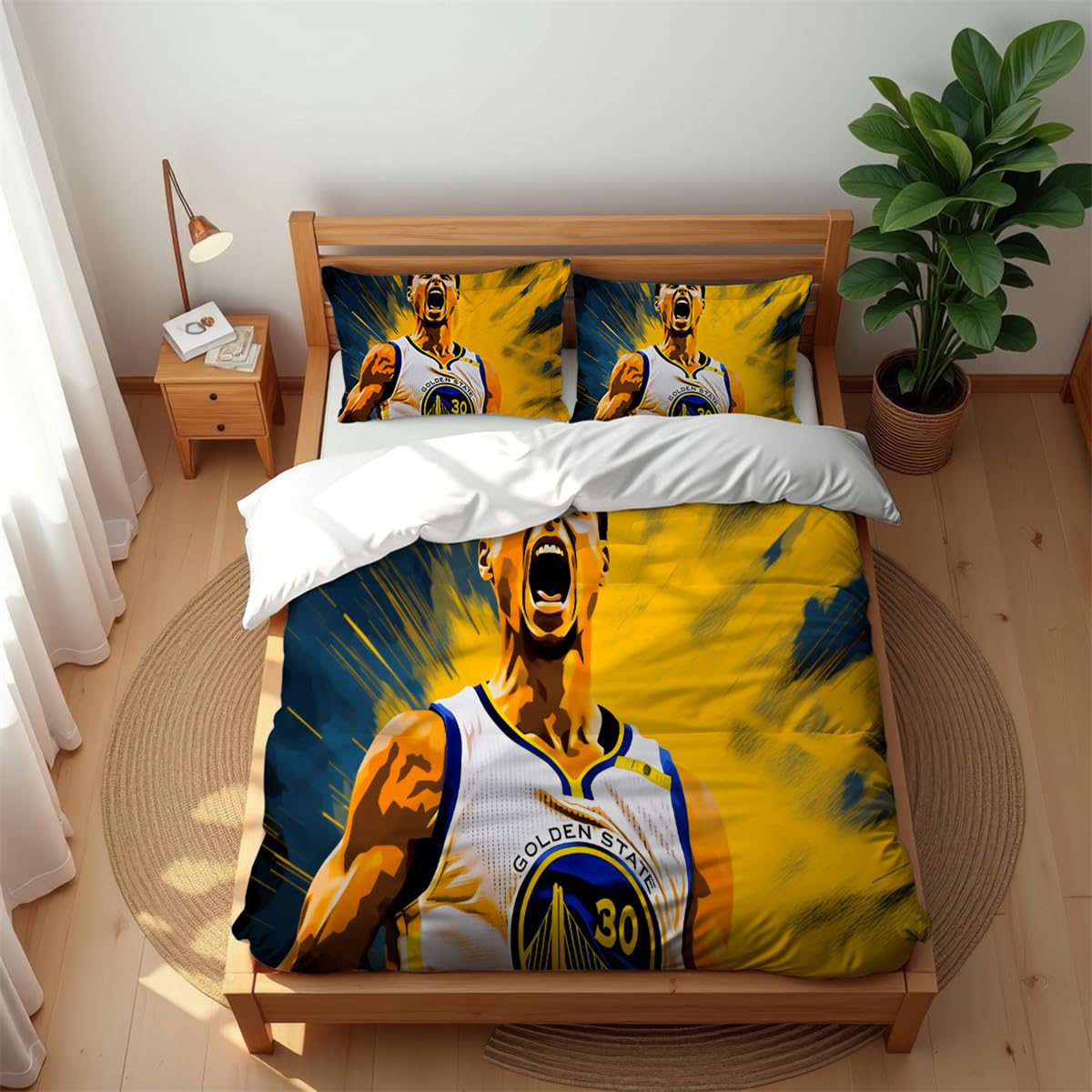 Ste-X Sc 05 Luxury Breathable Bedding Set Stephen Curry 210Tc Cotton Soft Cool Summer Warm Winter Comfort Anti-Mite (,200X200cm(Double))