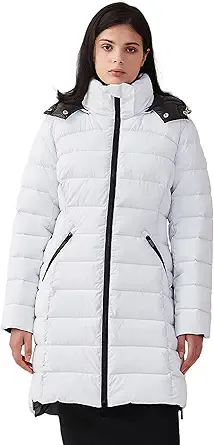 IKAZZ Women's Winter Warm Coat Packable Long Hooded Outwear Vegan Down Parka Jacket