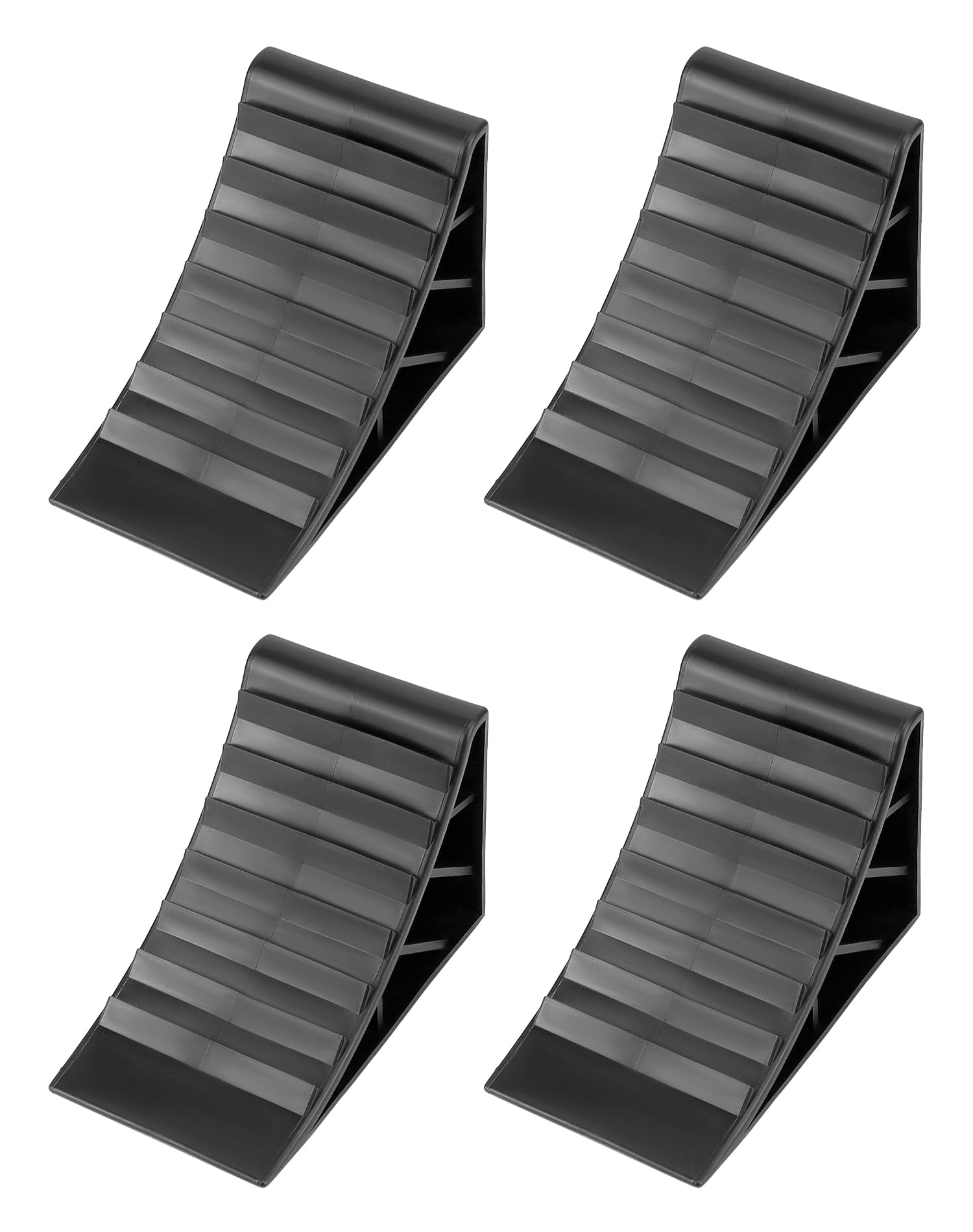 QWORK® 4 Stück Unterlegkeil, Bremskeile für Anhänger, Keile anhänger, mit Griff, Schwarz