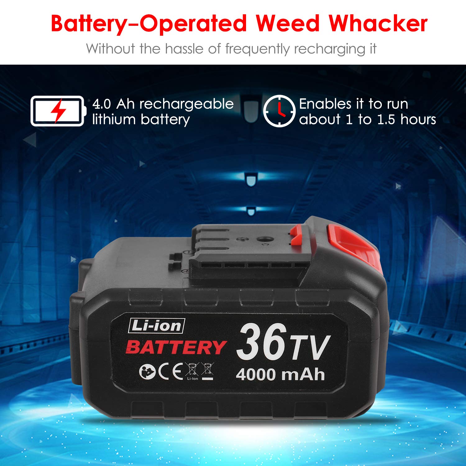 Desbrozadora de césped inalámbrica de 21 V, funciona con batería, podadora de hierbas eléctrica, cortasetos con batería de 4 Ah y cargador, incluye cuchillas de repuesto para mantenimiento de