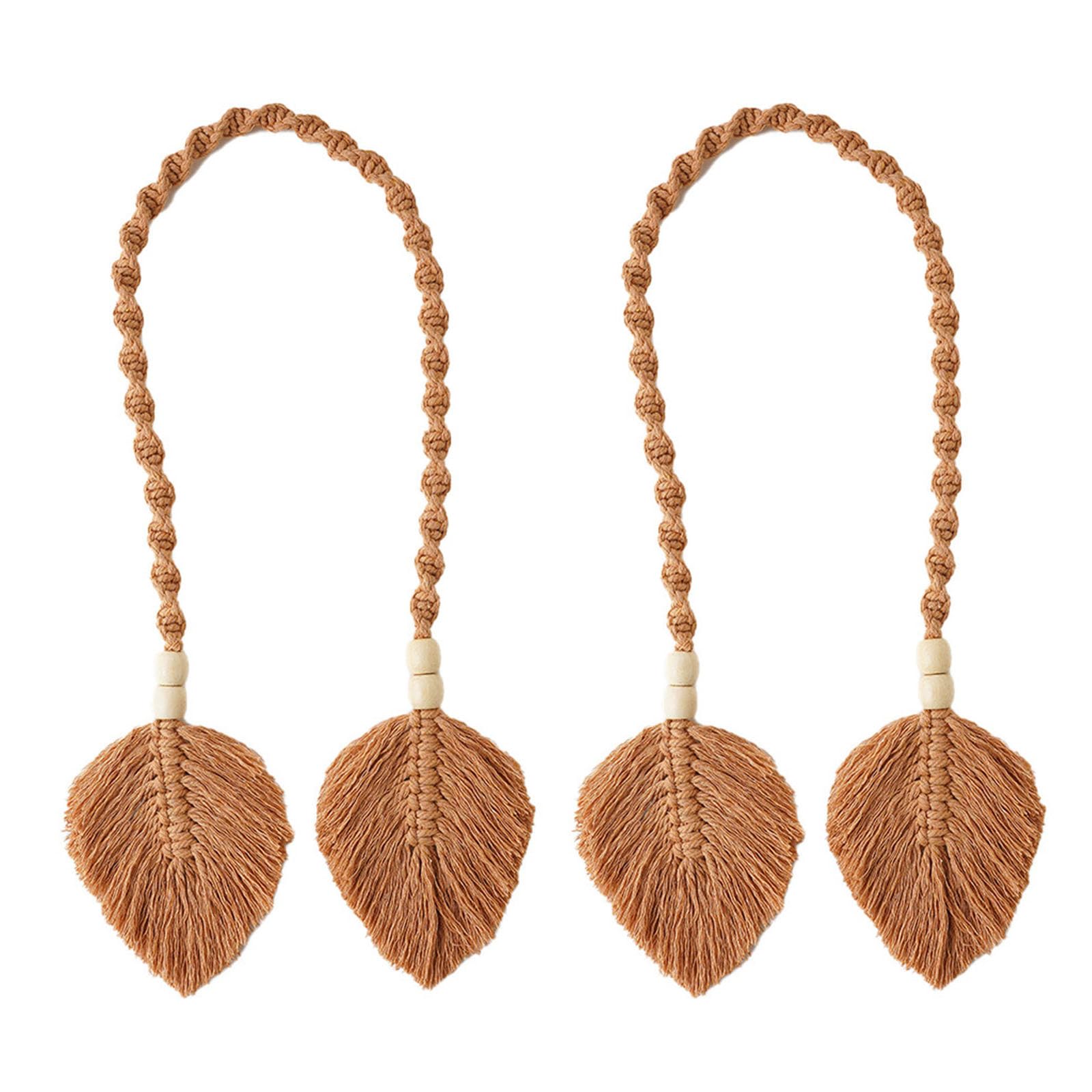 Kalttoy Coffee Color Curtain Tiebacks Knitted Add Beauty To Your Curtains Bohemia Handwoven Curtain Holdbacks Tieback
