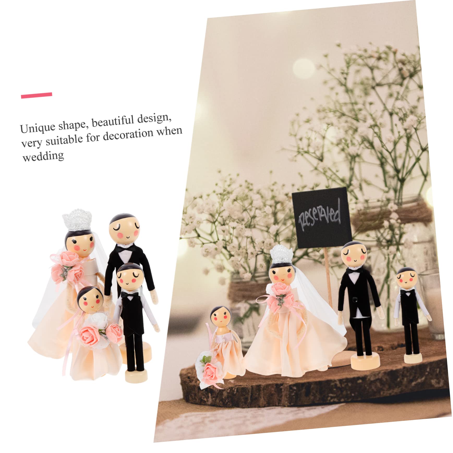 4 Stück Kleiner Hochzeitspaar Statuen für Dekoration | Hochzeitsdeko, Kleine Figuren als Tisch oder Zaunakzent, Paar und Blumenmädchen Motiv