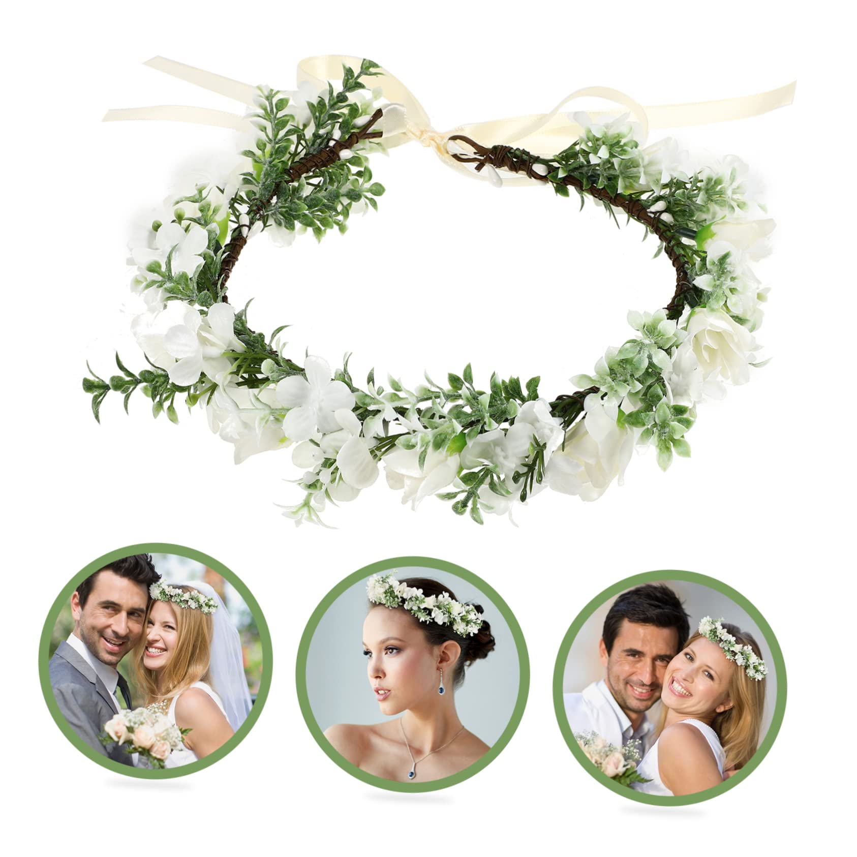 minkissy 5stücke Blumenkrone Mit Rosen Einstellbares Stirnband Für Eleganter Haarschmuck Für Braut Brautjungfern Und Blumenmädchen Für Hochzeiten Und Fotografie
