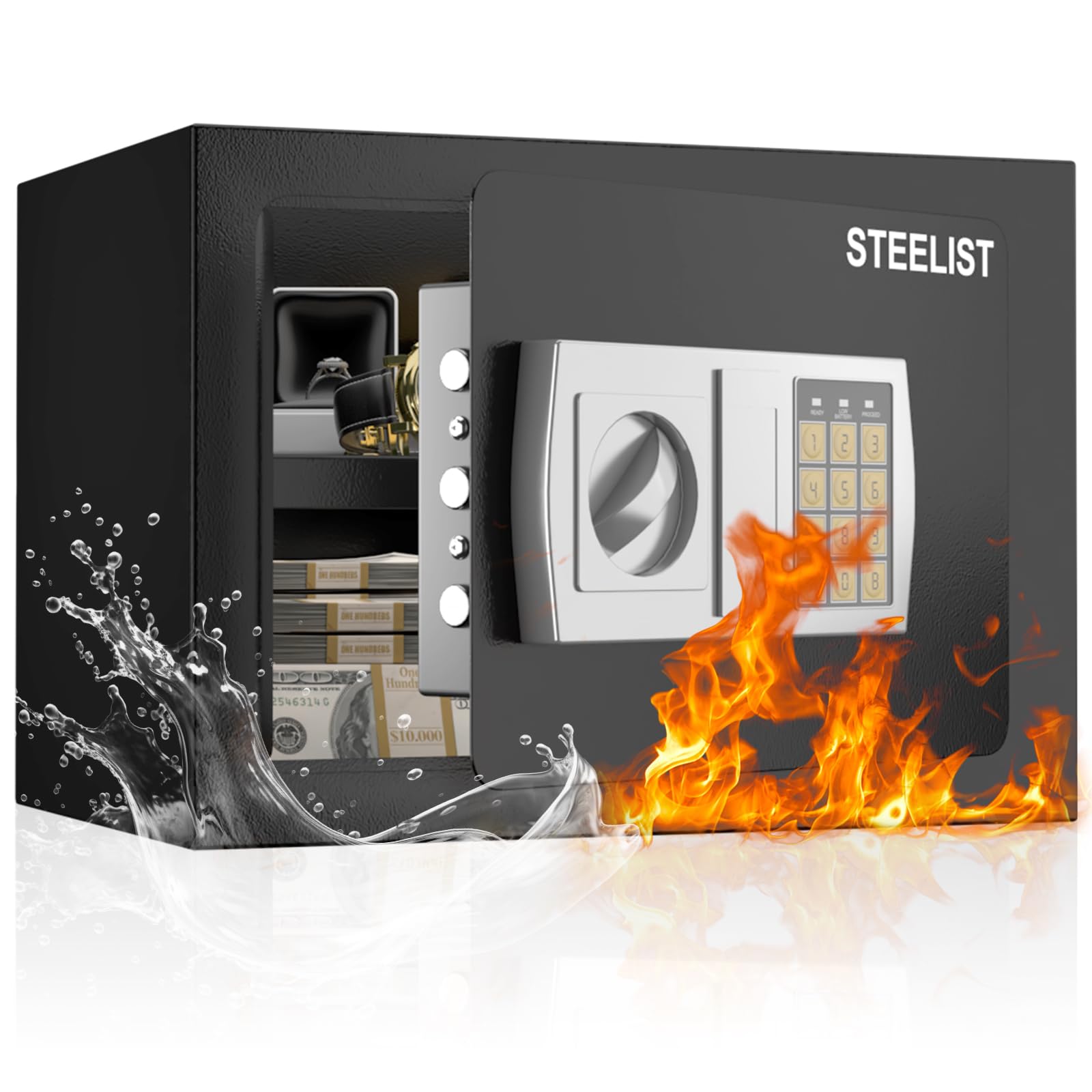 STEELIST 金庫小型耐水耐火テンキー式保管庫 鍵付き Amazon.co.jp: STEELIST 金庫 小型 耐水耐火 テンキー式 保管庫 鍵付き