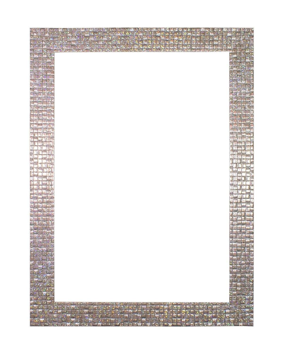 Pearl Silver Bling - Flat Bright Mirror Effect Mosaic Picture/Photo/Poster frame with Real Glass - Moulding 28mm Wide and 16mm Deep - (21.0 x 29.7cm) (8.3" x 11.7") A4