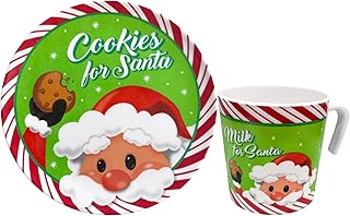 Cookies for Santa Plate and Mug Set – Festive Santa Design Melamine Christmas Dinnerware