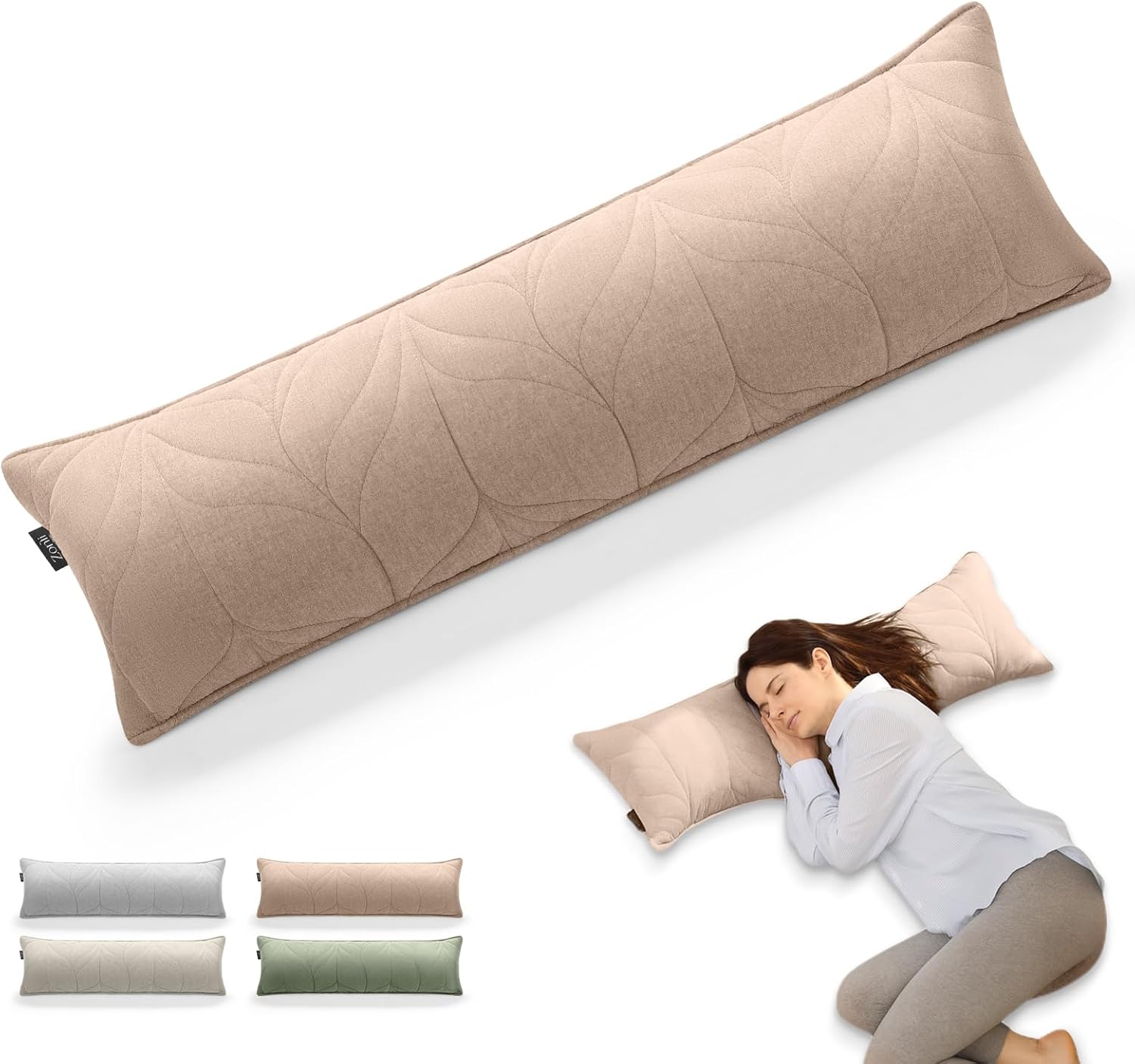 ZonLi Supportive Foam Long Lumbar Pillow for Bedroom,Bed Couch & Bench, with 100% Cotton Breathable Cover, Firm Bolster Pillow for Back and Side, 39"x12.2", Gray