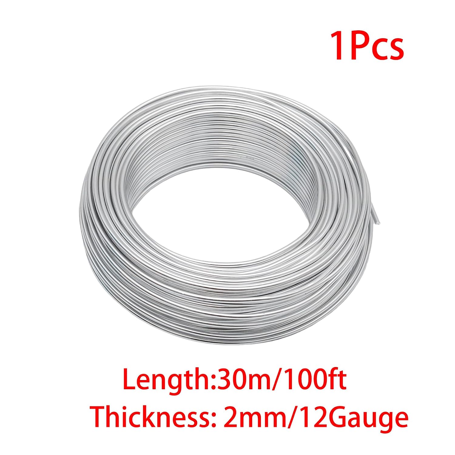 12 Gauge (2mm) Silver Craft Wire for Sculpting，100ft（30m） Aluminum Wire for Sculpting Armature Wire Silver DIY Bendable Craft Wire