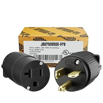 Journeyman-Pro 520PC Plug & Connector Set 20 Amp 120V 125 Volt, NEMA 5-20P + 5-20R 5-20C, 2Pole 3Wire, 20A Straight Blade, Male & Female Replacement Cord End, Commercial Grade