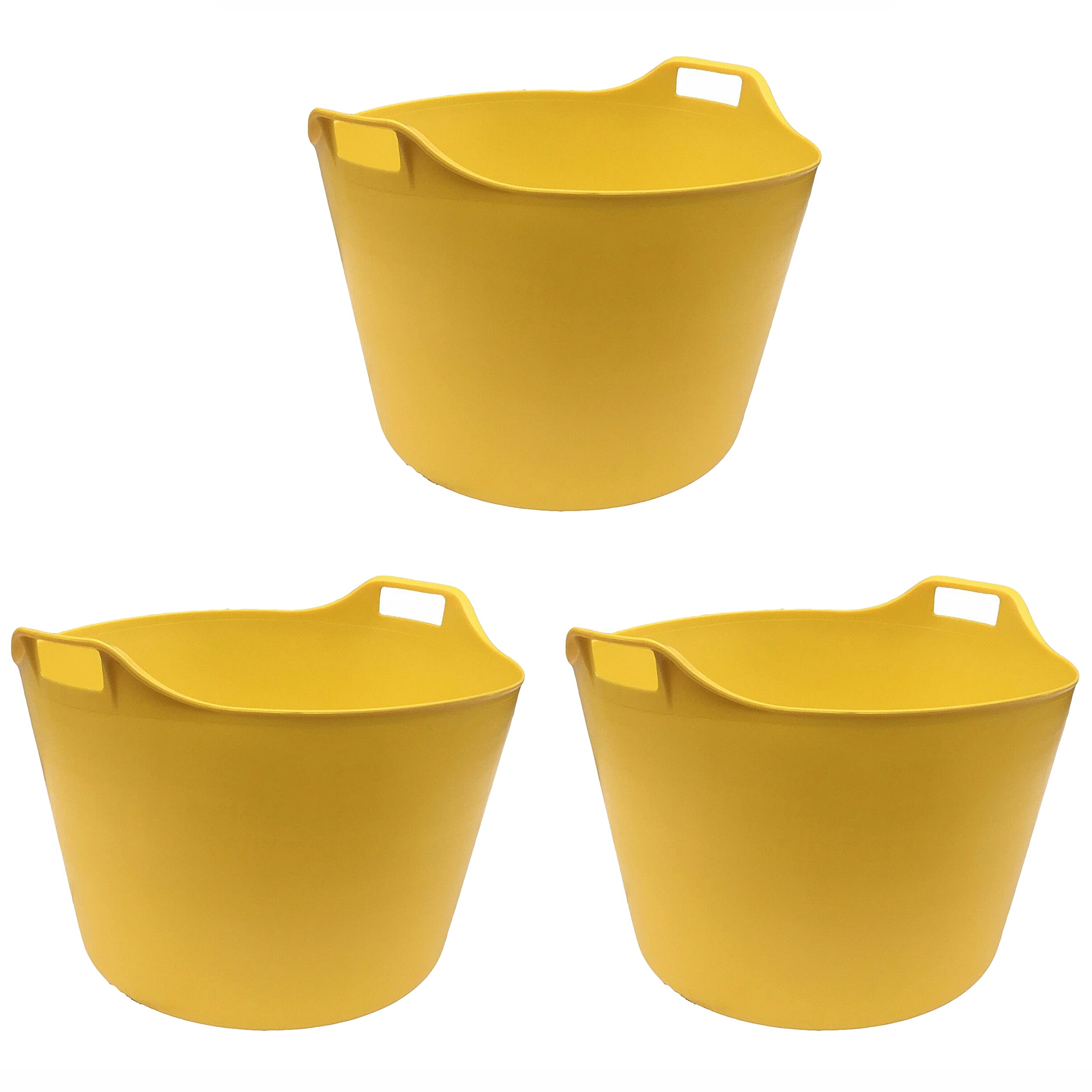 Tenlite Yellow 75L Extra Large Garden Flexi Tub (Set Of 3) Storage Robust Bucket/Multipurpose Flexible Container (Yellow)