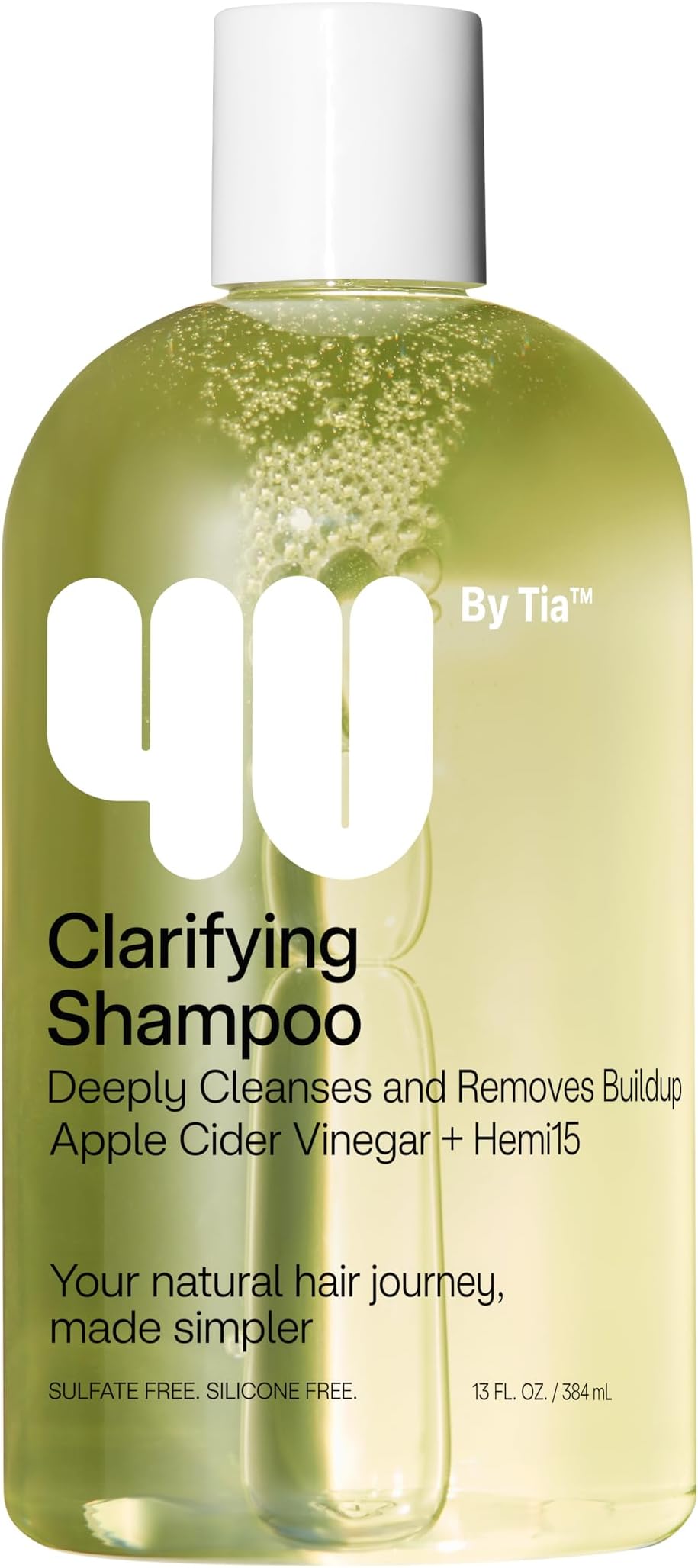 4U by Tia Clarifying Shampoo for Curly, Coily, Kinky 3A-4C hair - Apple Cider Vinegar For Clean, Refreshed Hair - Sulfate-Free Paraben-Free Formula remove build-up - 13 fl. Oz