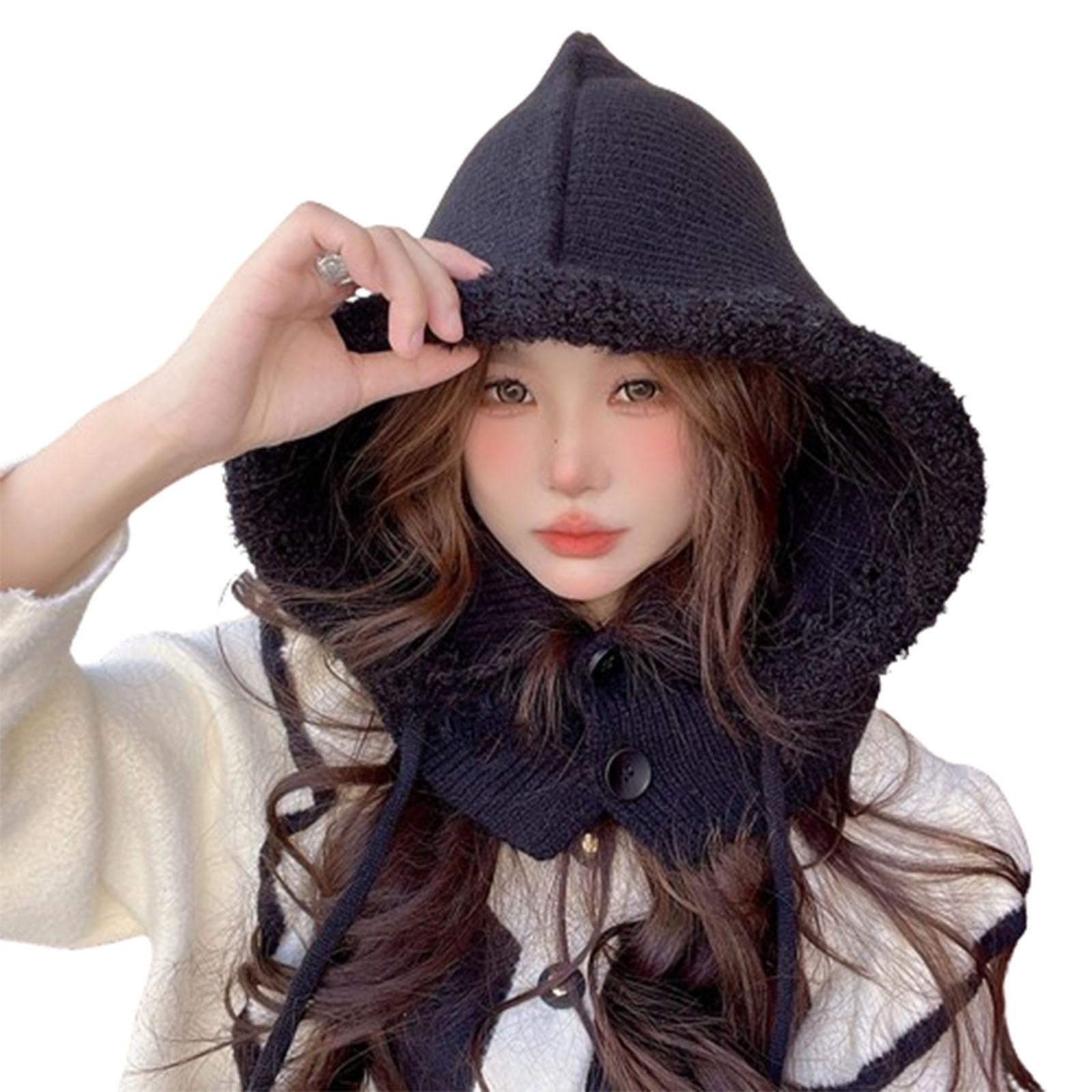 Gorro de pasamontañas para Mujer, Gorro y Bufanda para el Cuello, cálido, de Invierno, de una Sola Pieza, con protección para los oídos, Gorro de Lana (Gray A)