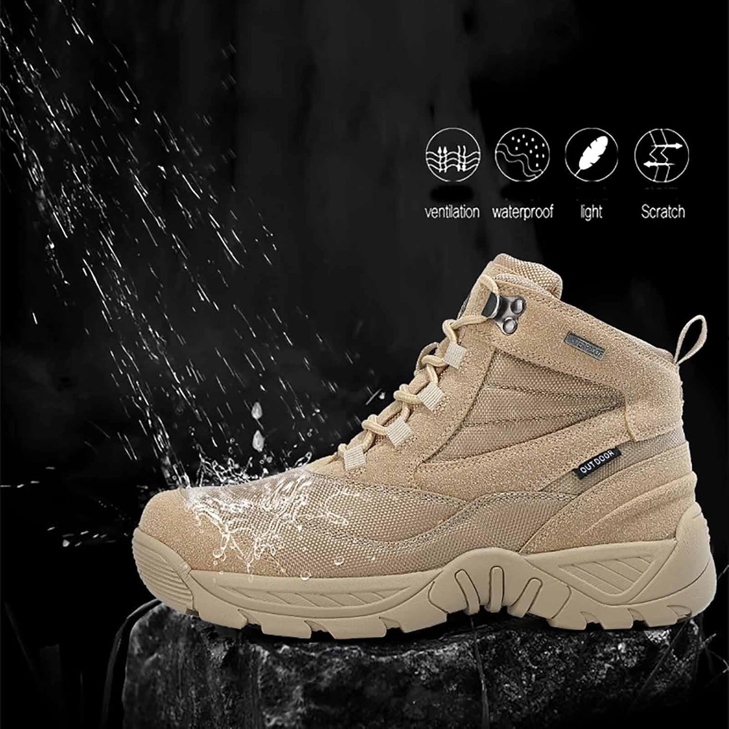CLSQLXYJZC Durable Military Work Boots, Men's Military Tactical Boots with Sports Socks Lightweight Military Boots Breathable Desert Boots Waterproof Hiking Work Boots