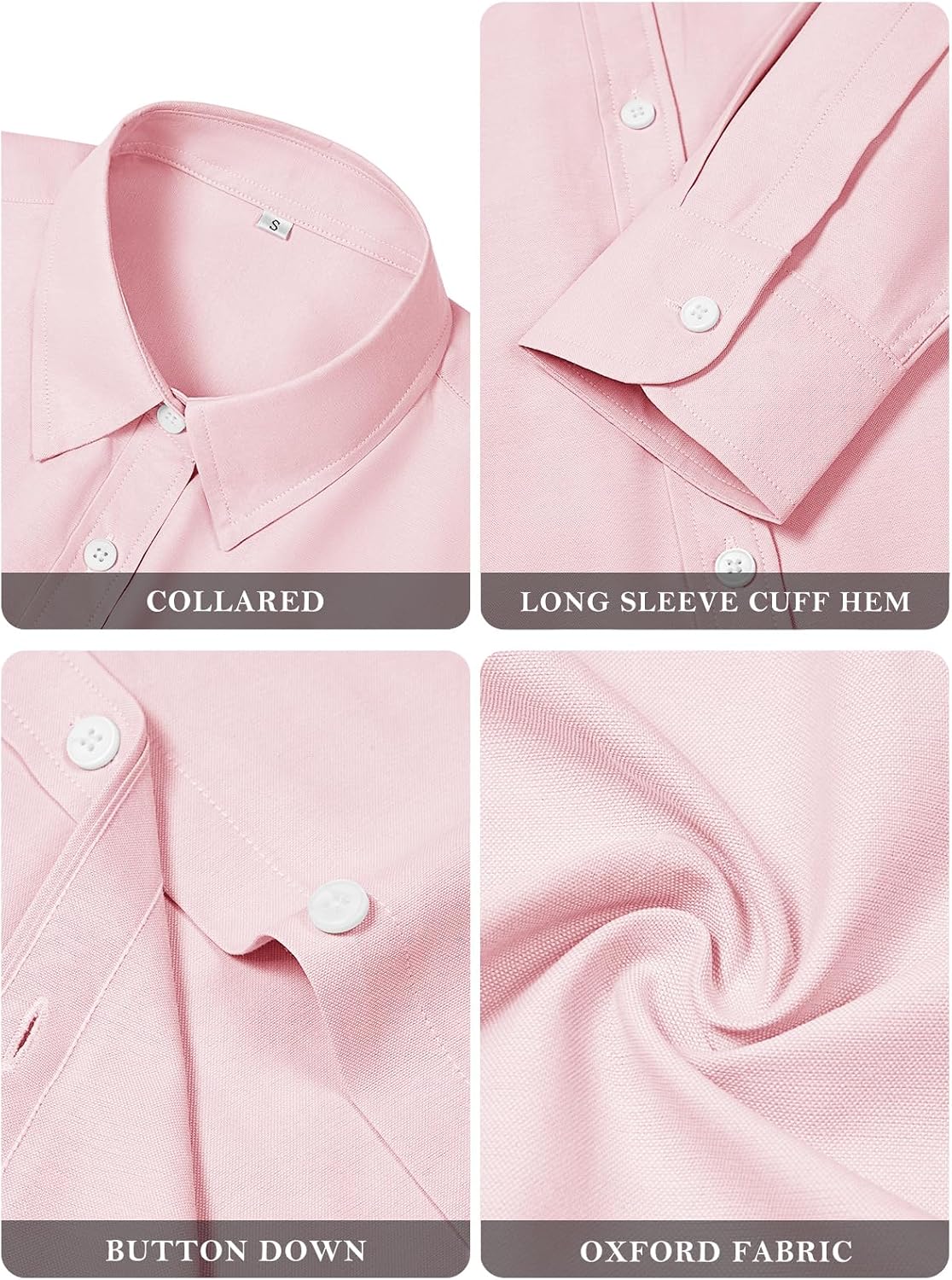 Womens Button Down Shirts Cotton Dress Shirts Oxford Shirts Long Sleeve Work Blouses Collared Tops Tunics with Pocket thumbnail