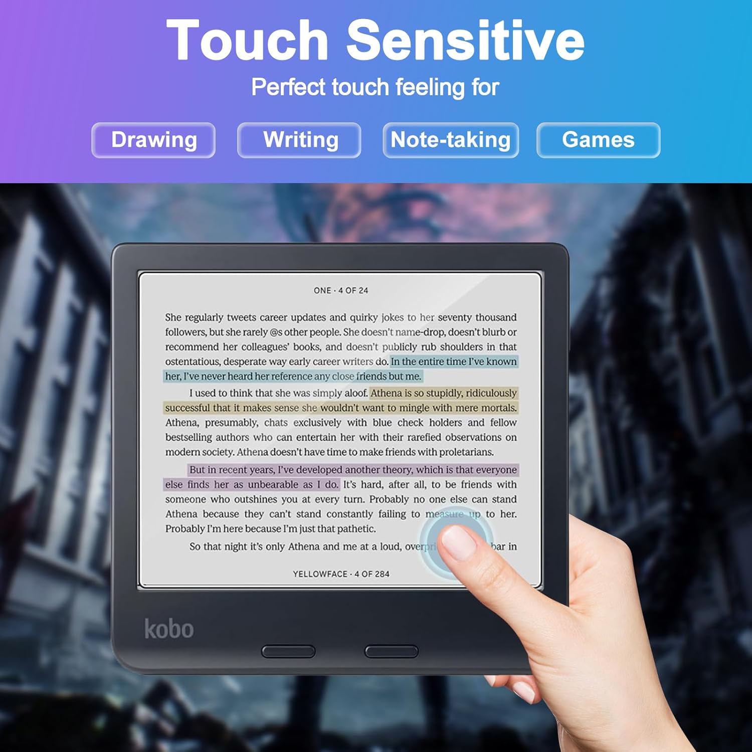 Caweet Screen Protector for Kobo Libra Colour 7 Inches 2024/Kobo Libra 2 E-Reader 7" 2021, Anti-Glare Premium PET Full-Coverage Matte Protective Film, 2 Pack