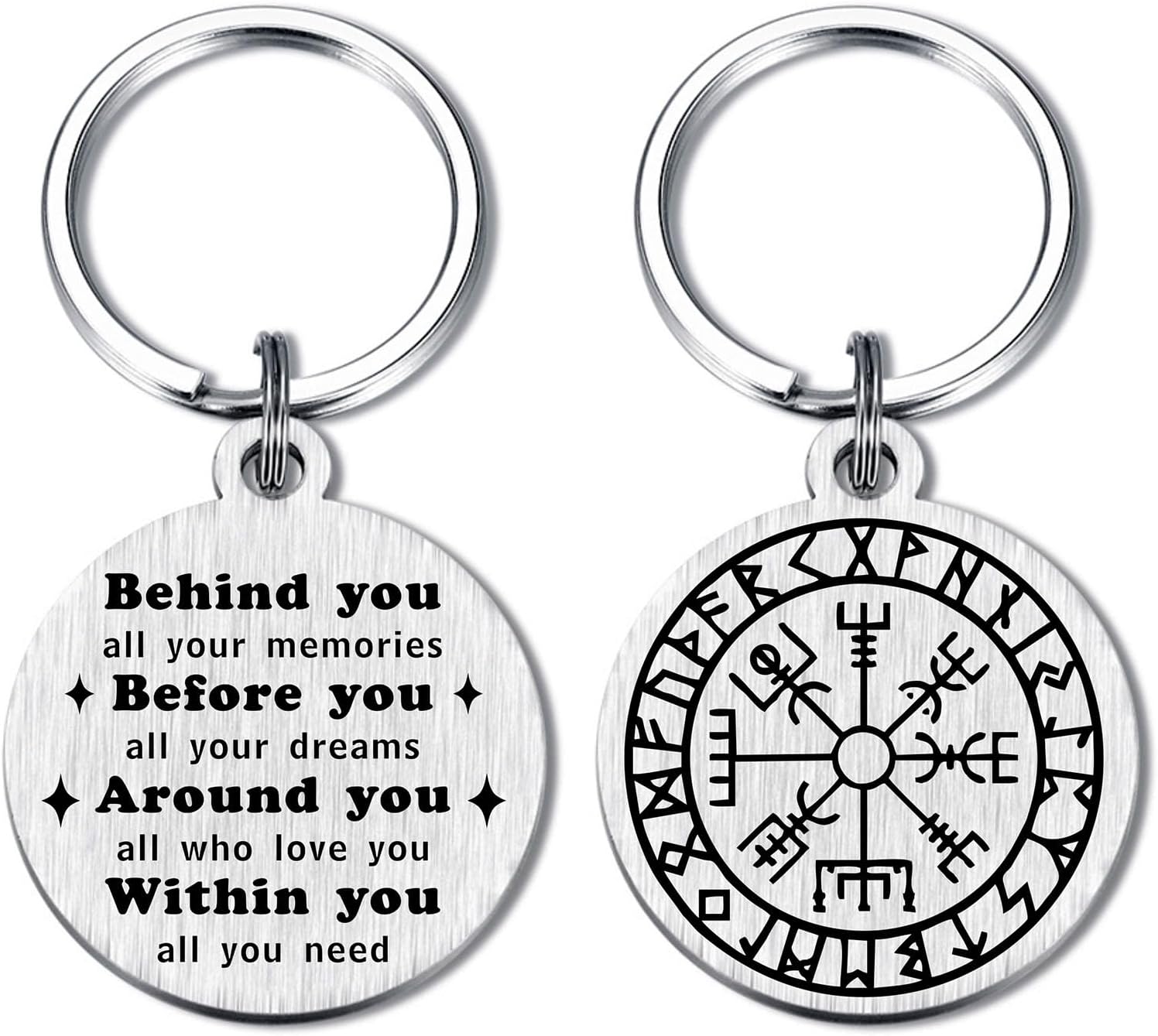 Alotozo Norse Viking Keychain for Men Women - Compass, Tree of Life, Wolf, Odin, Ravens Mythology Gift for Birthday Christmas