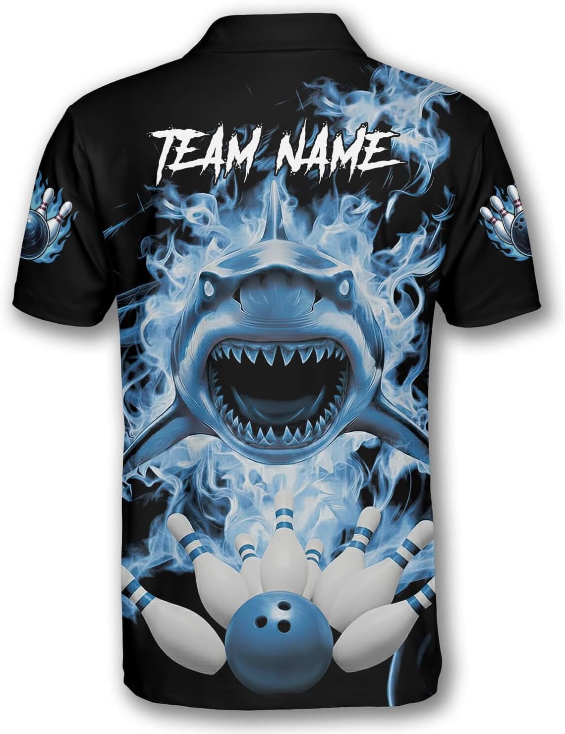 PRIMESTY Shark Bowling Polo Shirts – Personalized Bowling Jerseys with Shark Design for Men, Women, and Unisex
