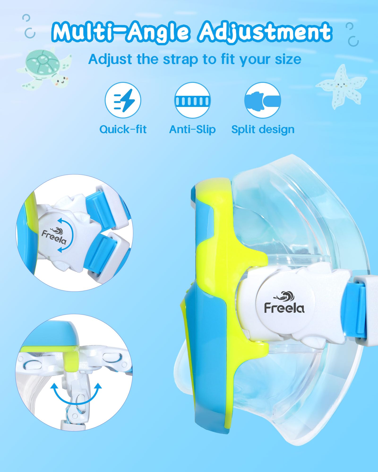 Freela Gogle pływackie dla dzieci z osłoną na nos dla dzieci w wieku 8-16 cm, 2 szt., szerokie okulary do pływania, przeciwmgielne, bez wycieków, młodzieżowe gogle pływackie