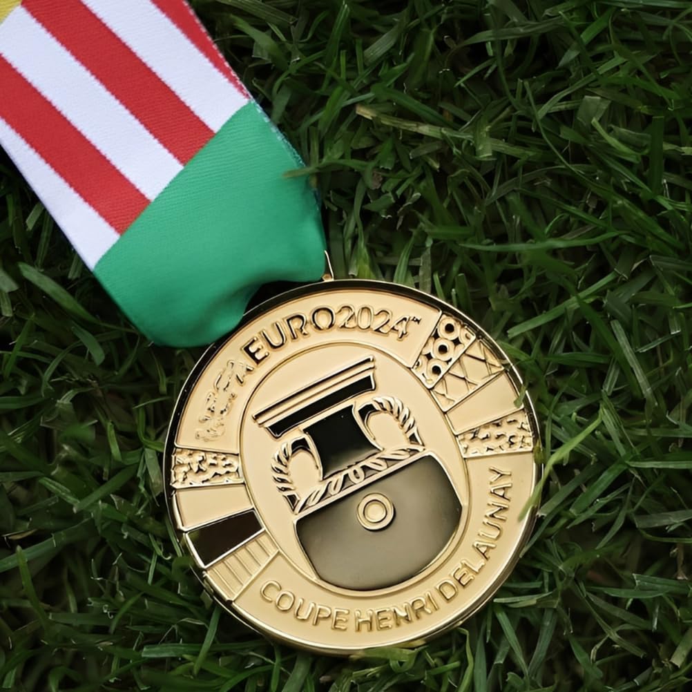 2024 Medaglia Campione di Calcio Oro 5 cm con Nastro, Medaglia Trofeo Calcio Souvenir per Tifosi, Regalo per Amanti del Calcio, Decorazione Collezione Sportiva