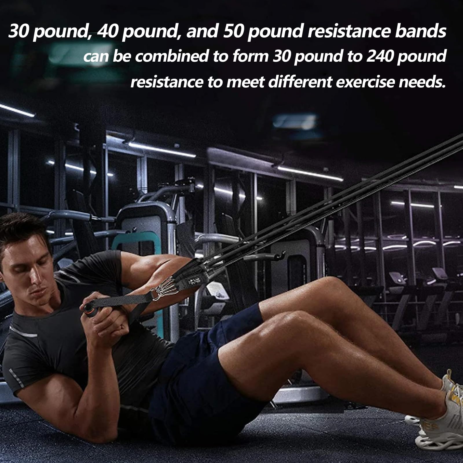 Set Barre Per Pilates Con Fasce Di Resistenza - 6 Bande, Maniglie, Ancoraggio Porta, Per Allenamento Casa/Outdoor - Foto 14