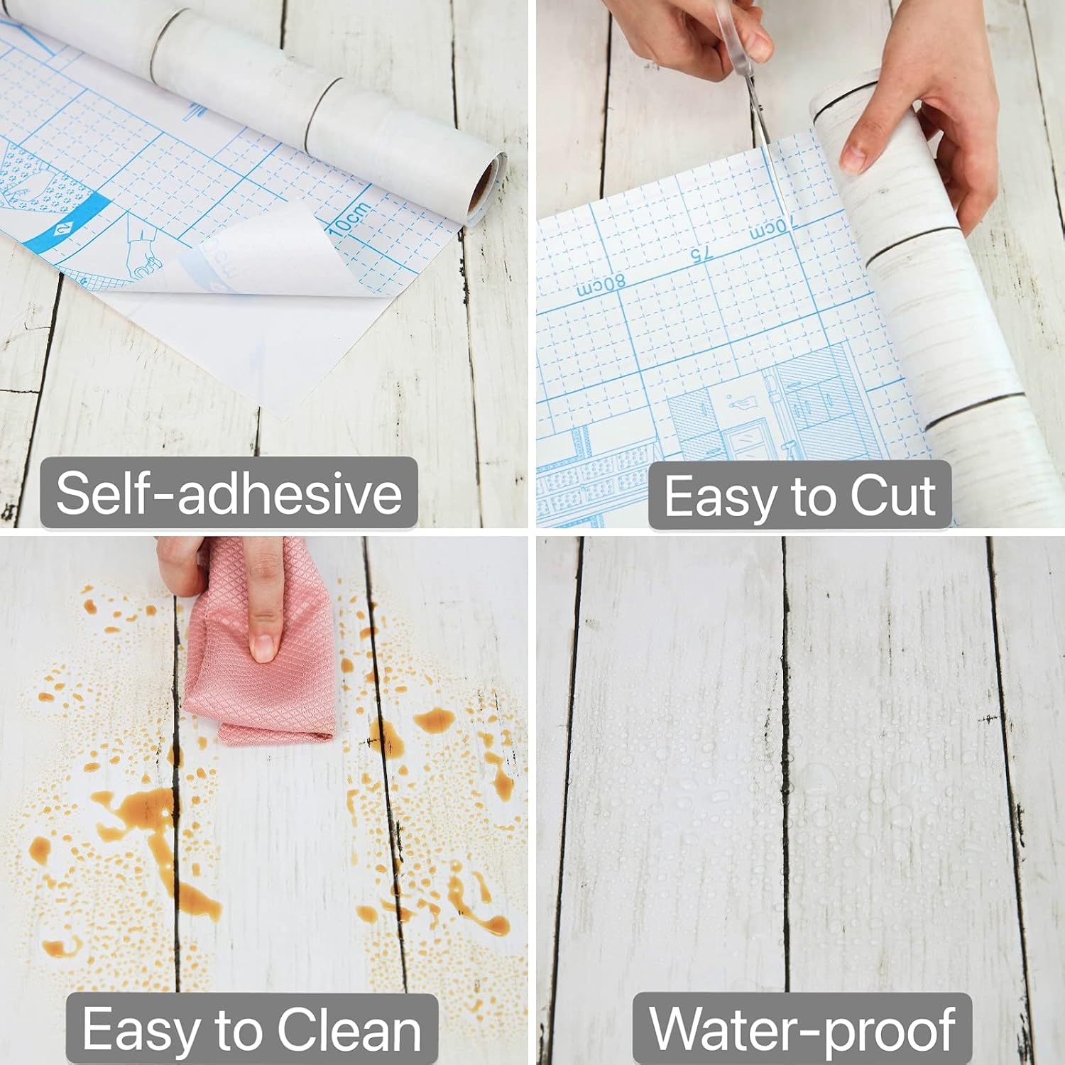 practicalWs 17.7'' ×78.7'' White/Grey Wood Wallpaper Shiplap Contact Paper Peel and Stick Wood Wallpaper Self Adhesive and Removable Wooden Wall Coverings Decorative Wood Plank