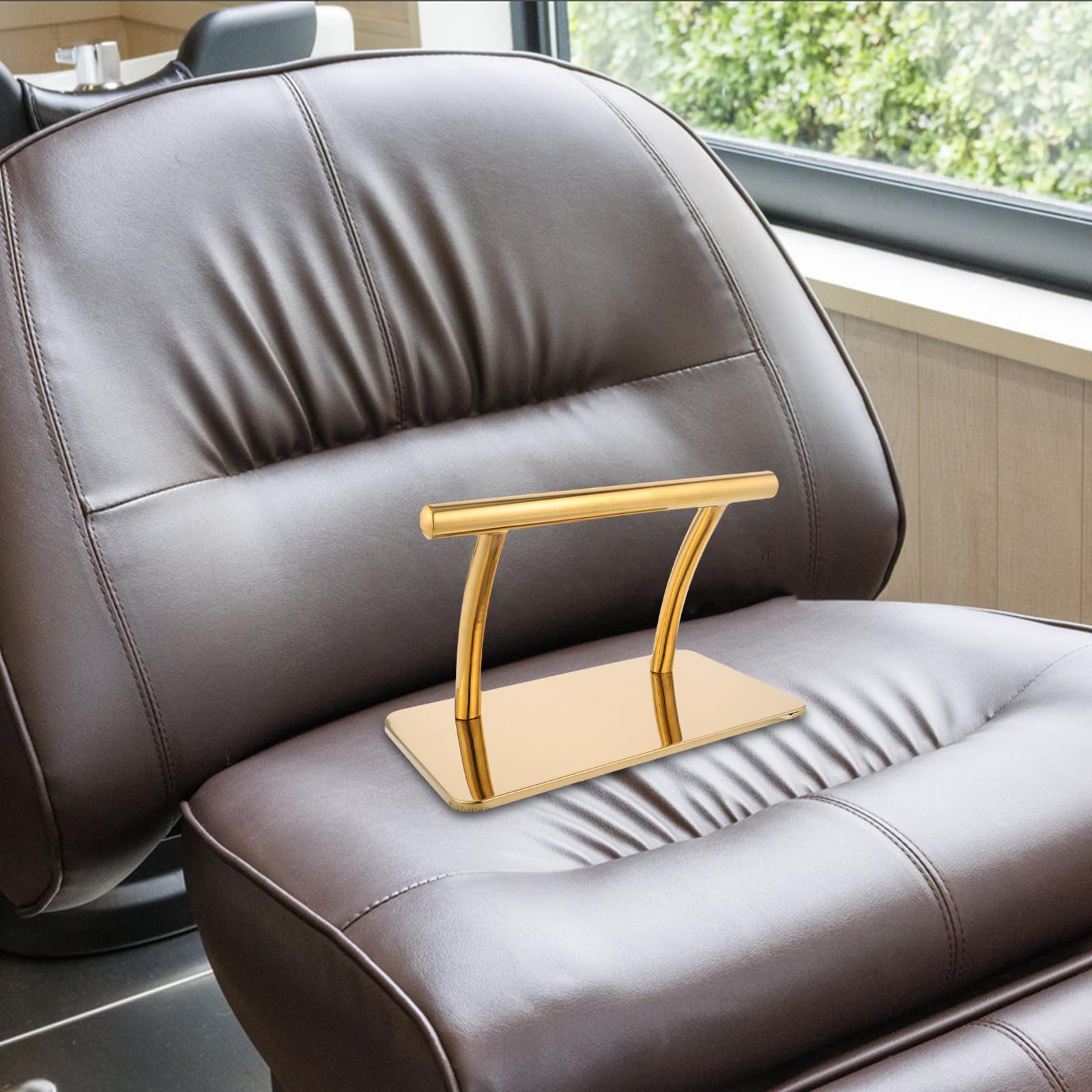 SHINEOFI Reposapiés de Repuesto para Silla de Peluquería Reposapiés para Silla de Salón Metal Dorado Fácil Instalación Uso Profesional