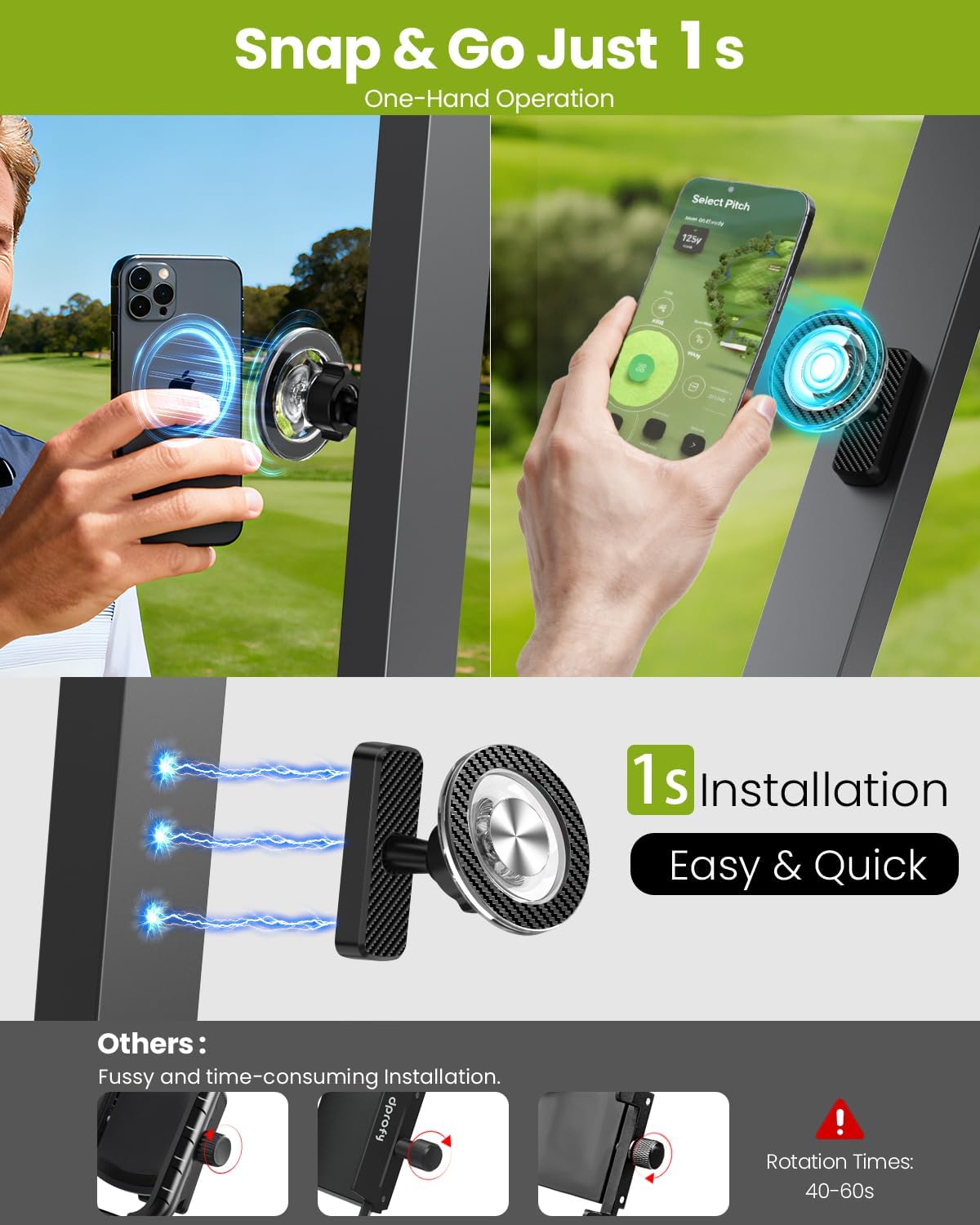 Magnetic Golf Cart Phone Holder, Mens Valentines Day Gifts for Him Husband Boyfriend, Golf Gifts for Men Dad Golfer, Golf Accessories for Mens Gifts for Valentine's Day Anniversary Birthday Gift Ideas - Image 2