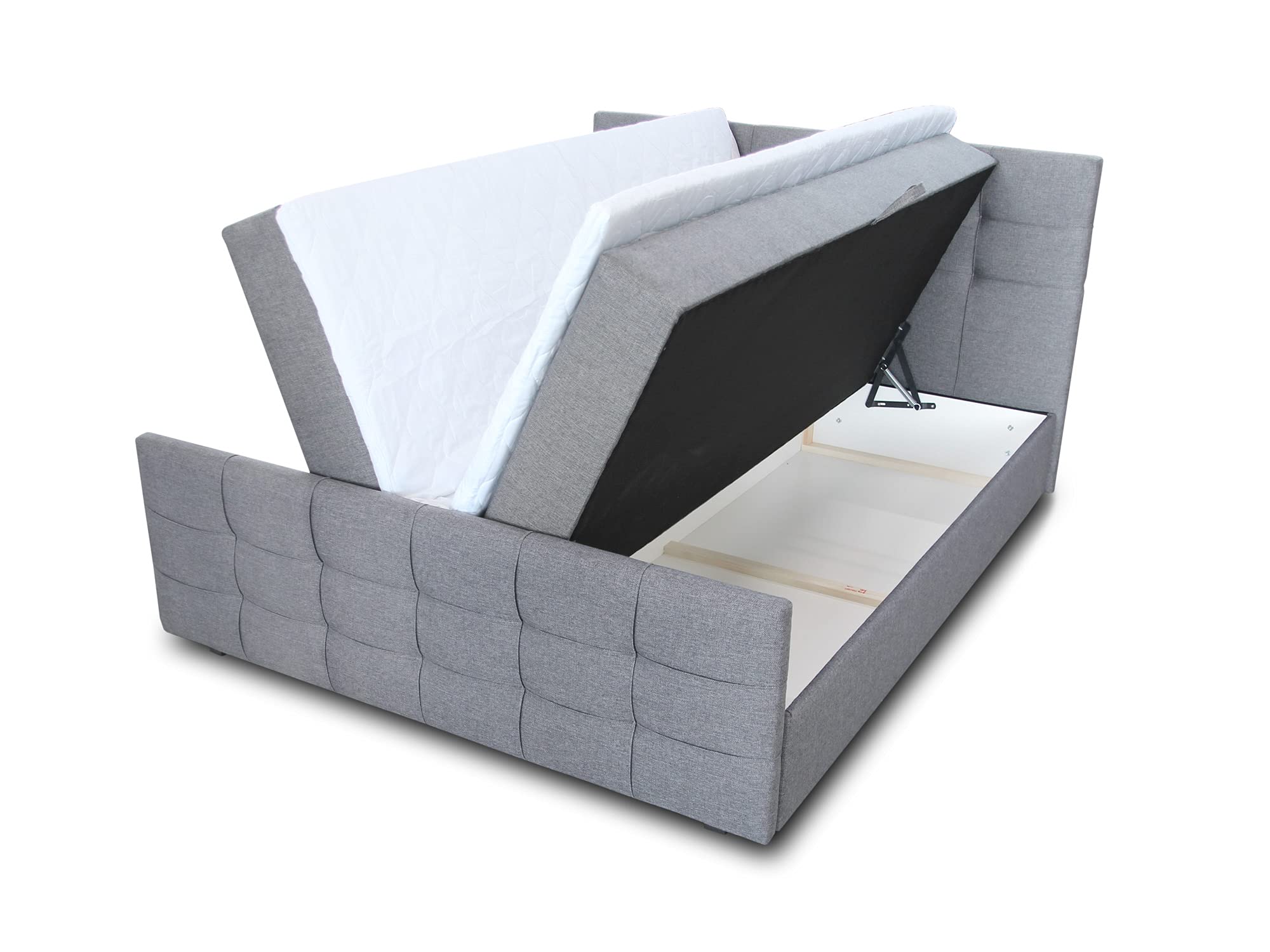 Sofnet Boxspringbett Best Lux mit Fußteil, 2 Bettkästen und Topper - Doppelbett, Bonell-Matratze, Polsterbett, Bett, Betten, Bettgestell, Schlafzimmer (Beige (Inari 22), 140 x 200 cm)